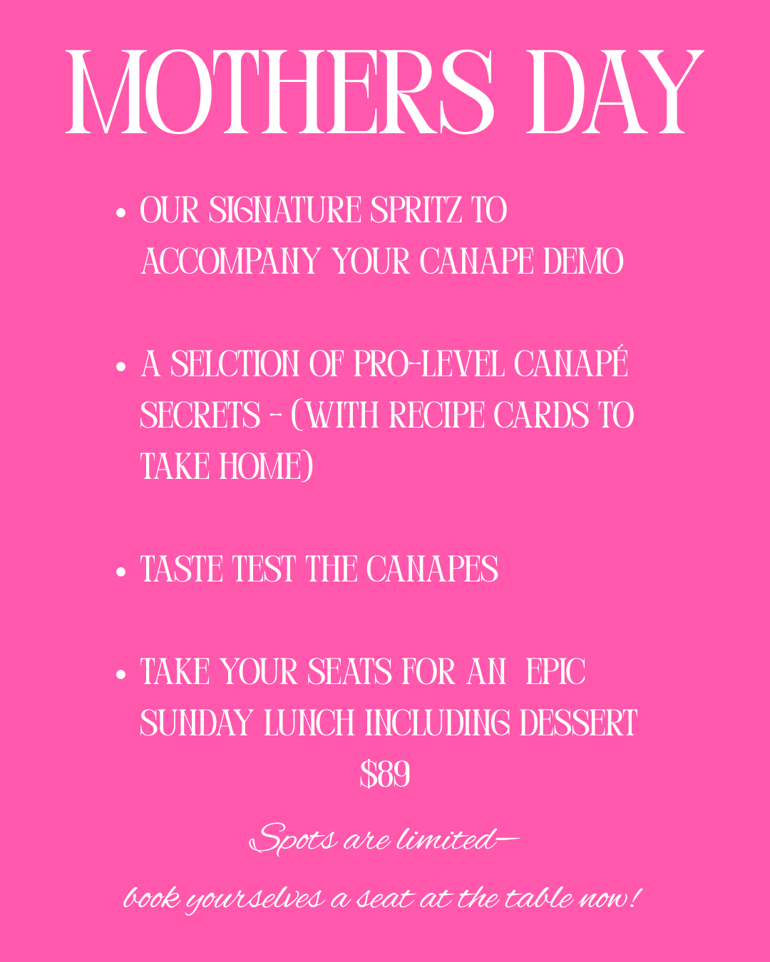 Mothers Day at 105: Demo to Dining