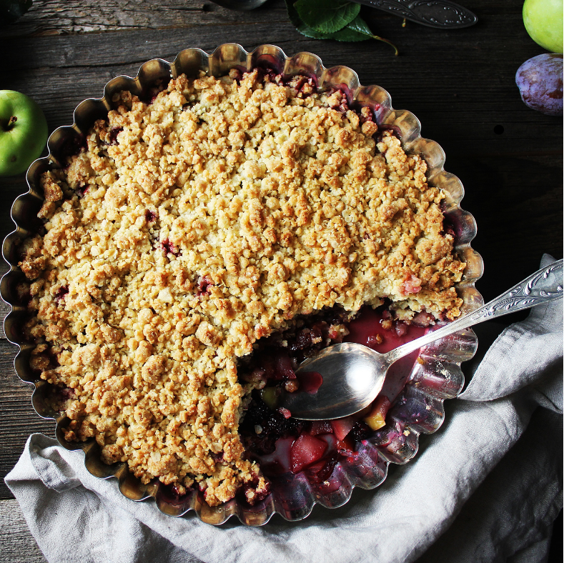 Plum and Apple Crumble