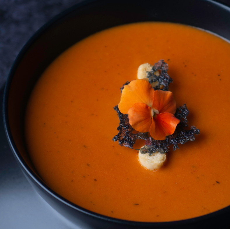 Tomato, roast pepper and fennel soup